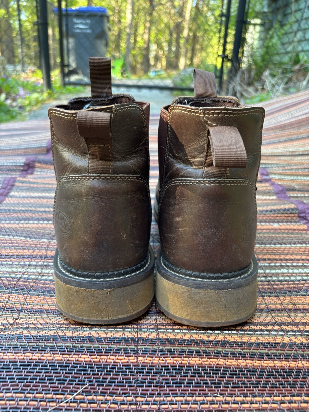 Justin Boots Brown Slip-On Western Work Boots - Picture 3 of 11